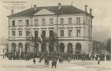 Fête de Démobilisation. - Vagney 1919. - Rassemblement des Sociétés devant l'Hôtel de Ville